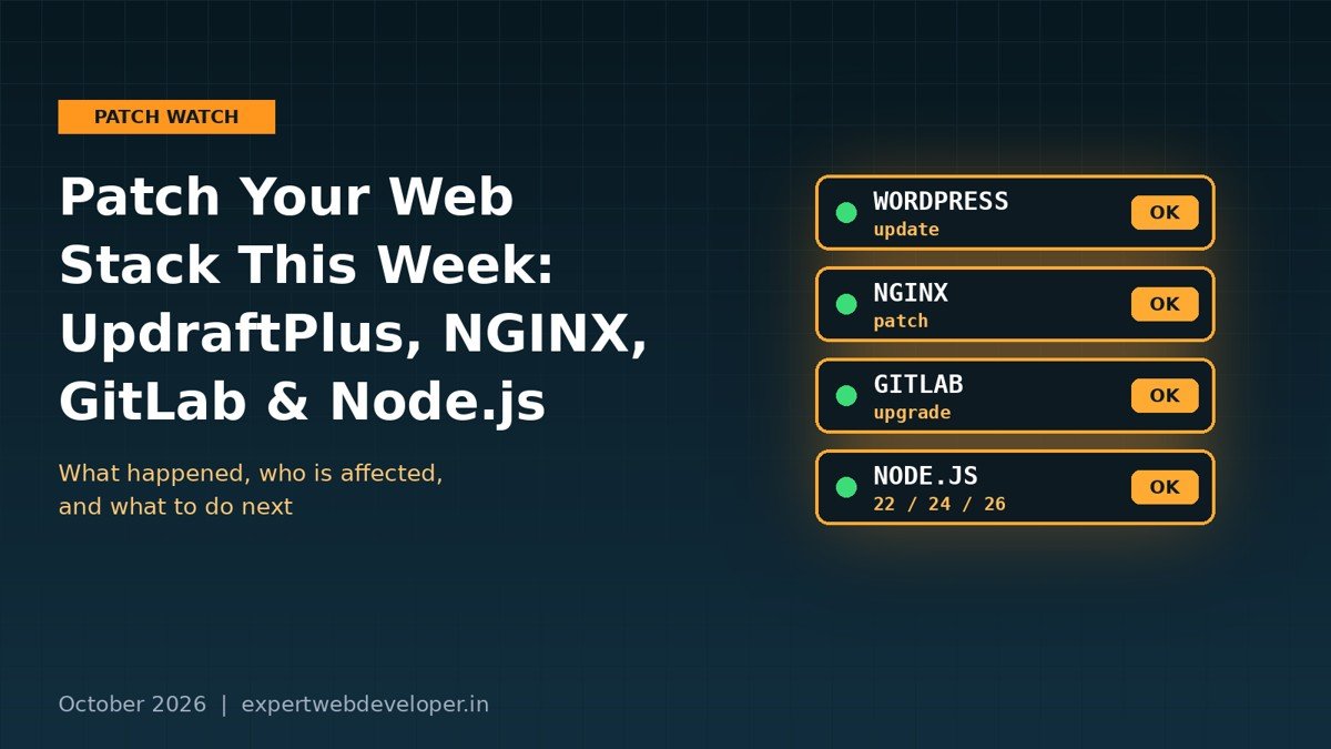 Web stack security patches this week: UpdraftPlus, NGINX, GitLab and Node.js